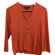 Cardigan LAUREN Ralph Lauren femme M orange corail coton col V boutonné
