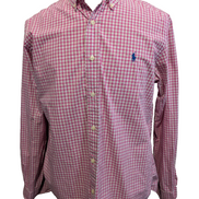 Chemise Ralph Lauren à Petits Carreaux Rose et Blanc Manches Longues Taille M