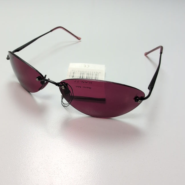 Lunettes de soleil Y2K Branche fine Sans Monture Ovale Bordeaux