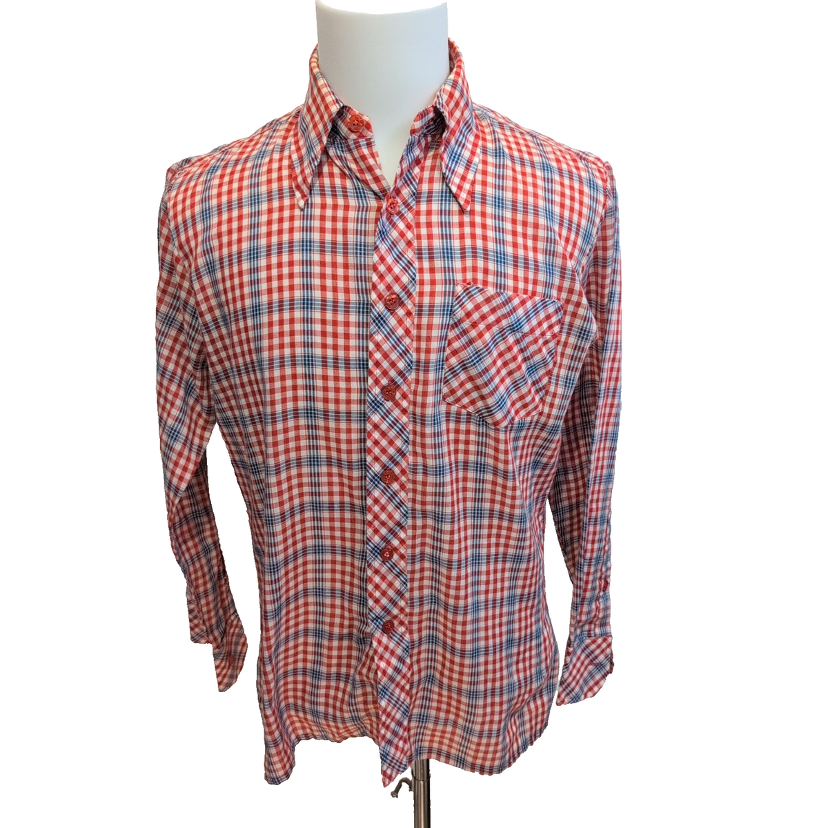 Chemise Braxton Ltd Rouge Bleu À Carreaux Vintage Manches Longues Taille M