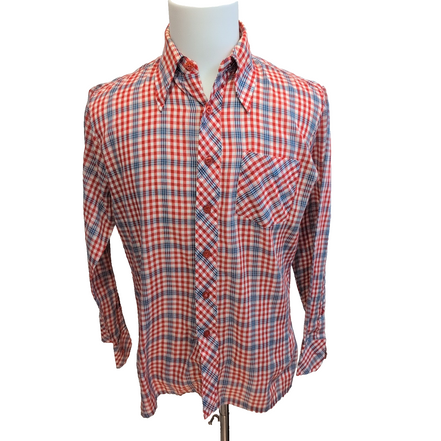 Chemise Braxton Ltd Rouge Bleu À Carreaux Vintage Manches Longues Taille M