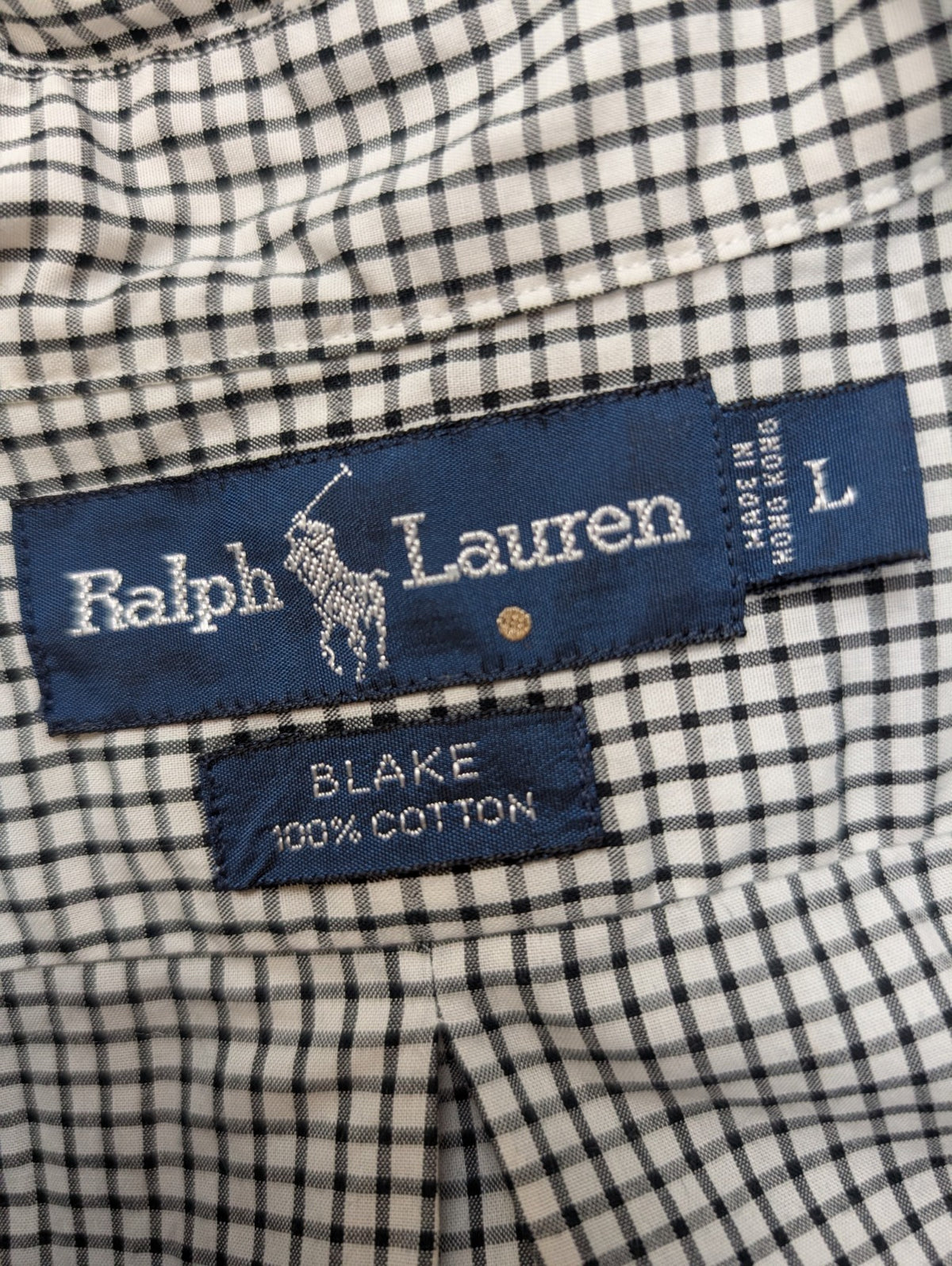 Chemise Ralph Lauren Blake L Noir Blanc Petits Carreaux Shirt Button Down