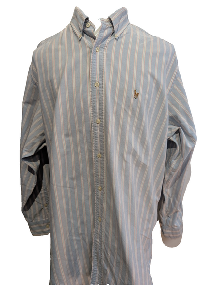 Chemise Polo Ralph Lauren Shirt Yarmouth XL XXL Oxford Rayée Rose Bleu