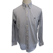 Chemise Ralph Lauren Taille M Classic Fit Bleu Rayures Coton Logo Bleu Marine