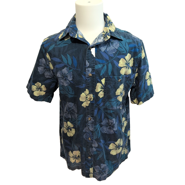 Chemise Hawaïenne Manches Courtes Croft & Barrow Coton Bleu M
