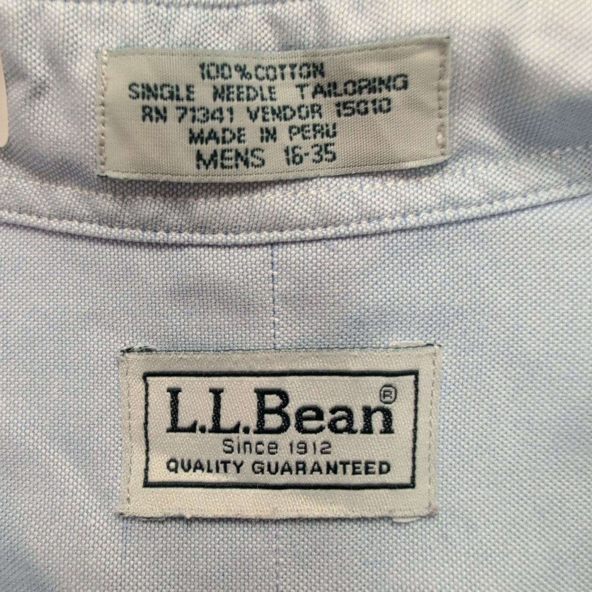 Chemise L.L.Bean Bleu Clair Coton Manches Longues 1 Poche Taille L