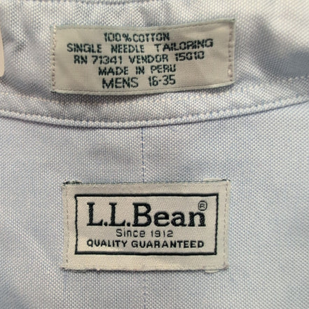 Chemise L.L.Bean Bleu Clair Coton Manches Longues 1 Poche Taille L