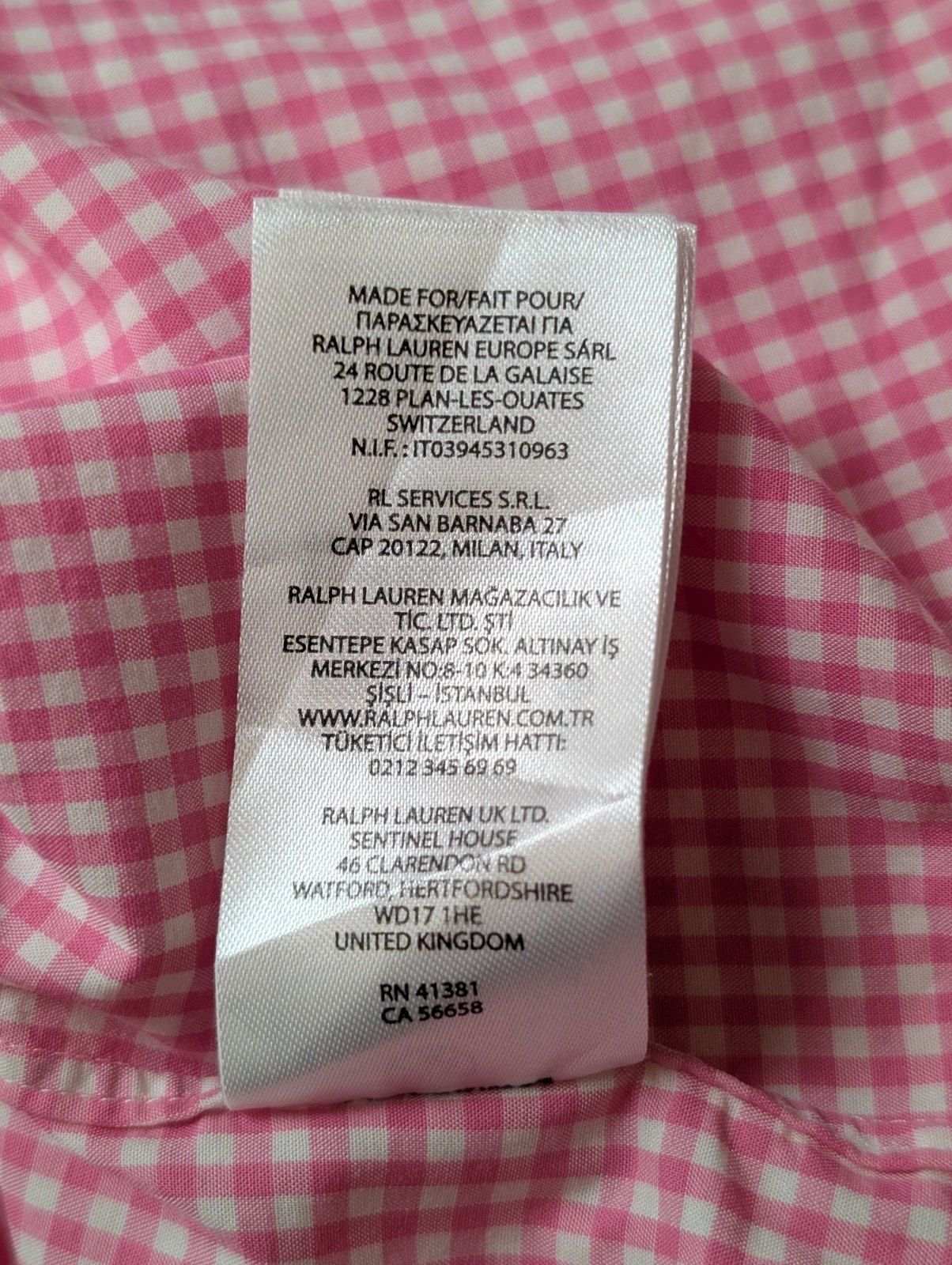 Chemise Polo Ralph Lauren Shirt M L Classic Fit Vichy Rose Stretch Button Down