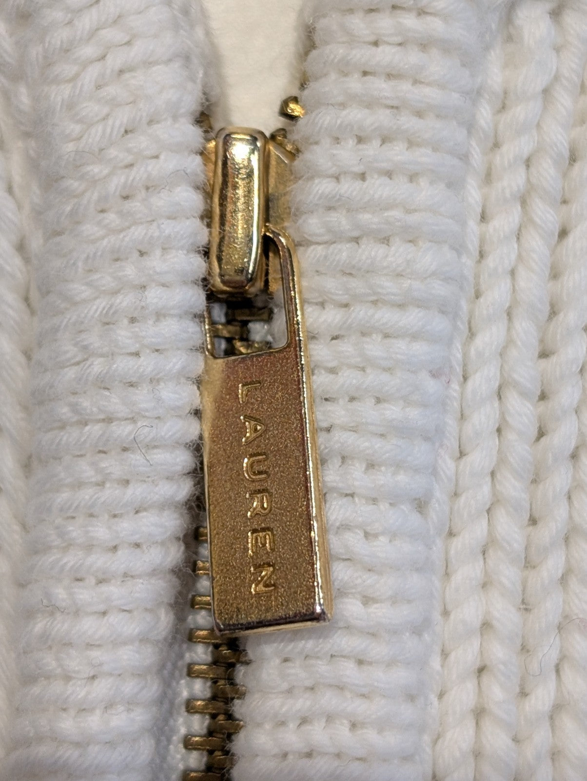 Gilet Zippé Lauren Ralph Lauren Femme Blanc 100% Coton à Capuche Taille L