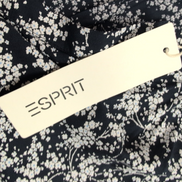 Haut Esprit Femme M Bleu Marine Fleuri Blanc Manches Courtes Viscose Neuf