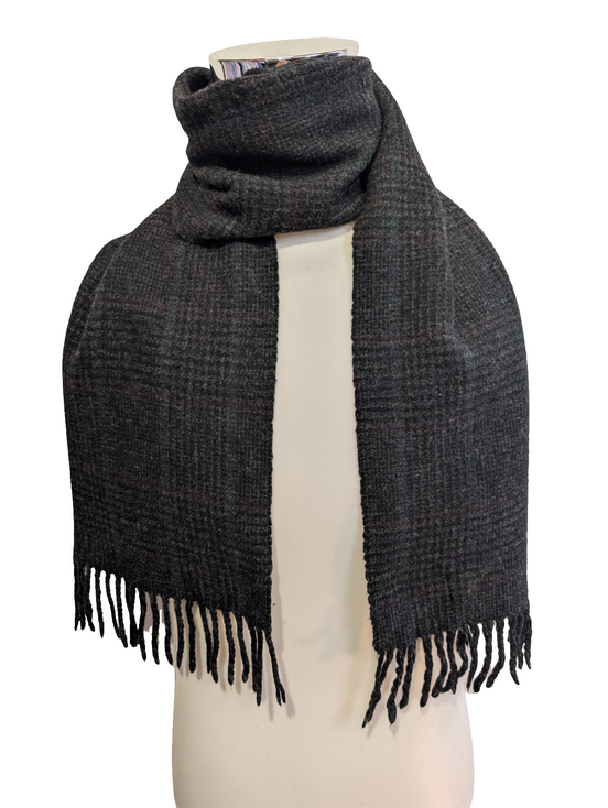 Écharpe Polo Ralph Lauren Réversible Carreaux Écossais & Gris Laine d'Agneau