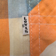 Chemise Levi's Homme Taille L Manches Courtes Coton Bleue Orange Carreaux Poche
