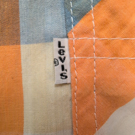 Chemise Levi's Homme Taille L Manches Courtes Coton Bleue Orange Carreaux Poche