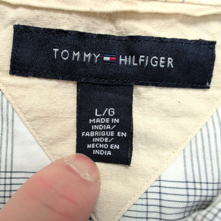 Chemise Tommy Hilfiger Manches Courtes Bleue et Blanche à Carreaux Taille L