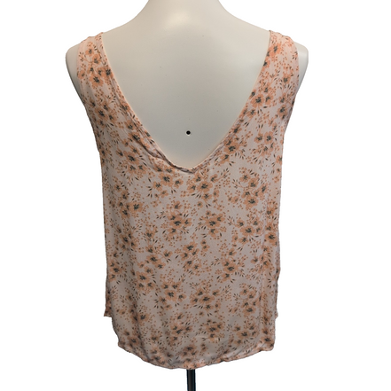 Haut Camaïeu Femme M Saumon Fleuri 100% Viscose Neuf