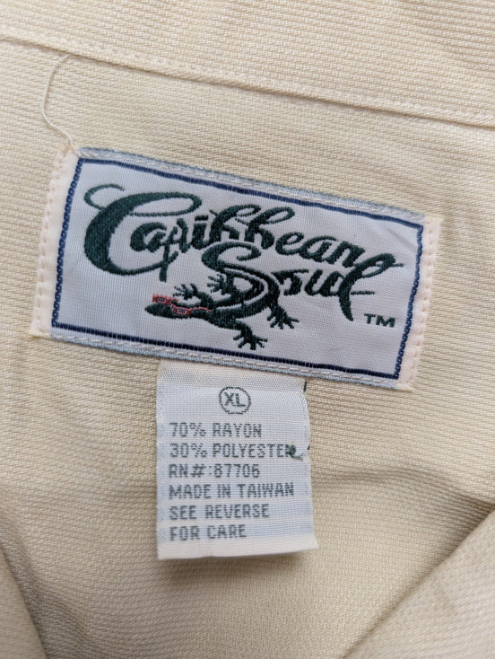 Chemise hawaïenne jaune brodée Caribbean Soul taille XL
