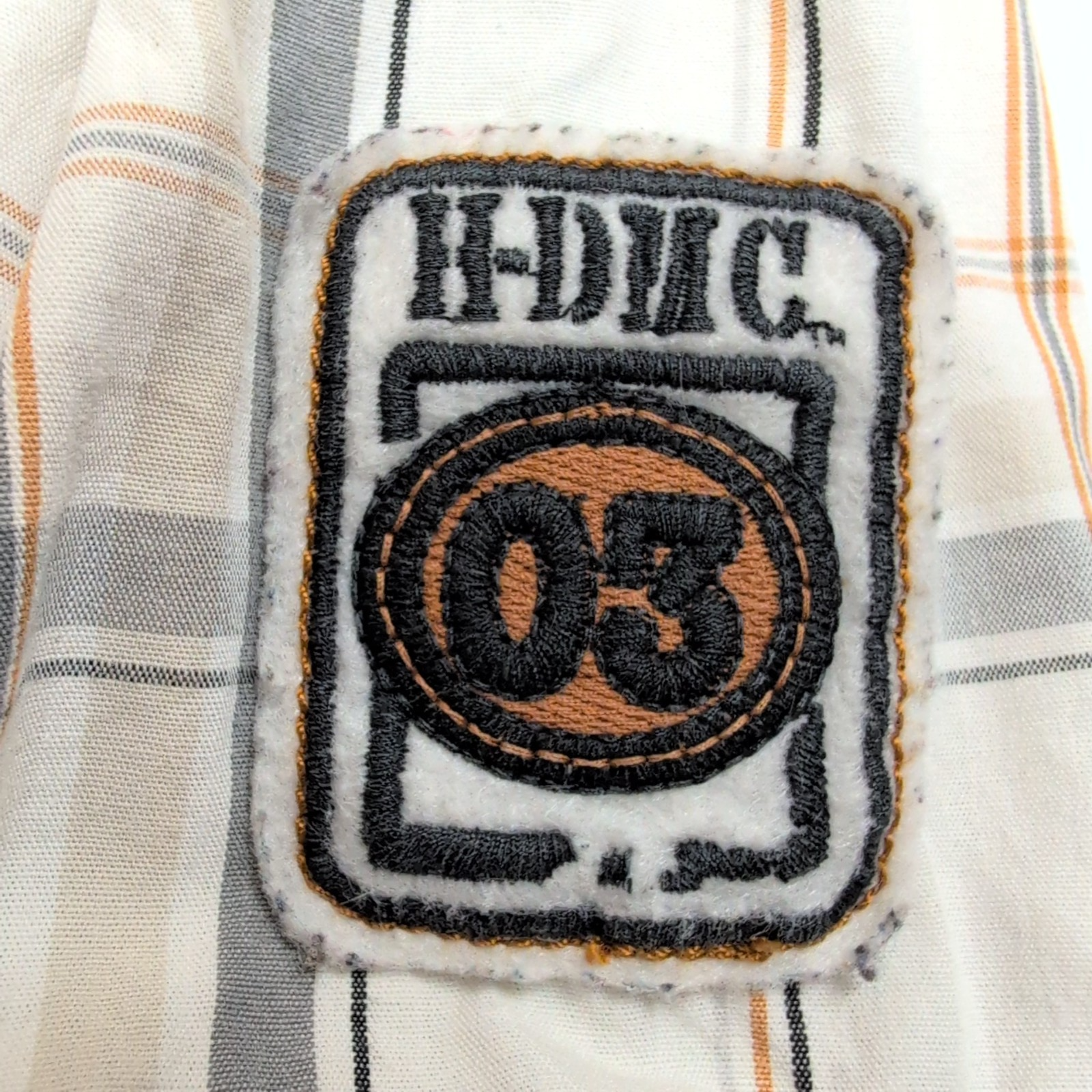 Chemise Harley-Davidson L Carreaux Blanc Cassé Logo Brodé manches courtes