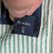 Chemise Polo Ralph Lauren Shirt XXL Blake Vert Rayé Gaufré Manches Courtes BD