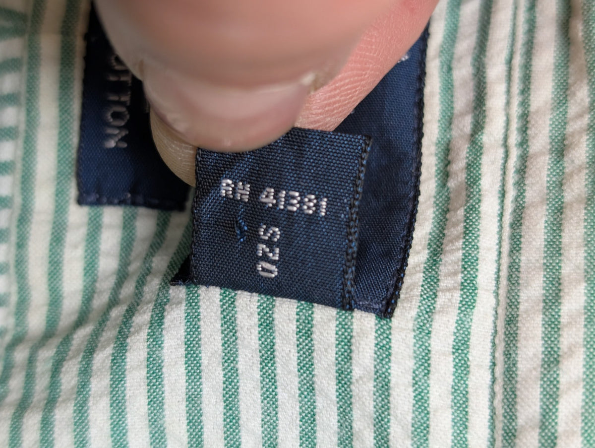 Chemise Polo Ralph Lauren Shirt XXL Blake Vert Rayé Gaufré Manches Courtes BD