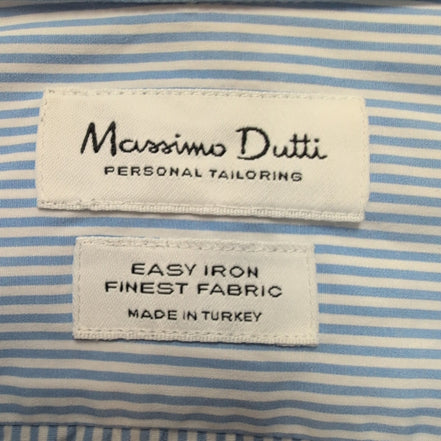 Chemise Massimo Dutti Easy Iron bleu rayures manches longues M L