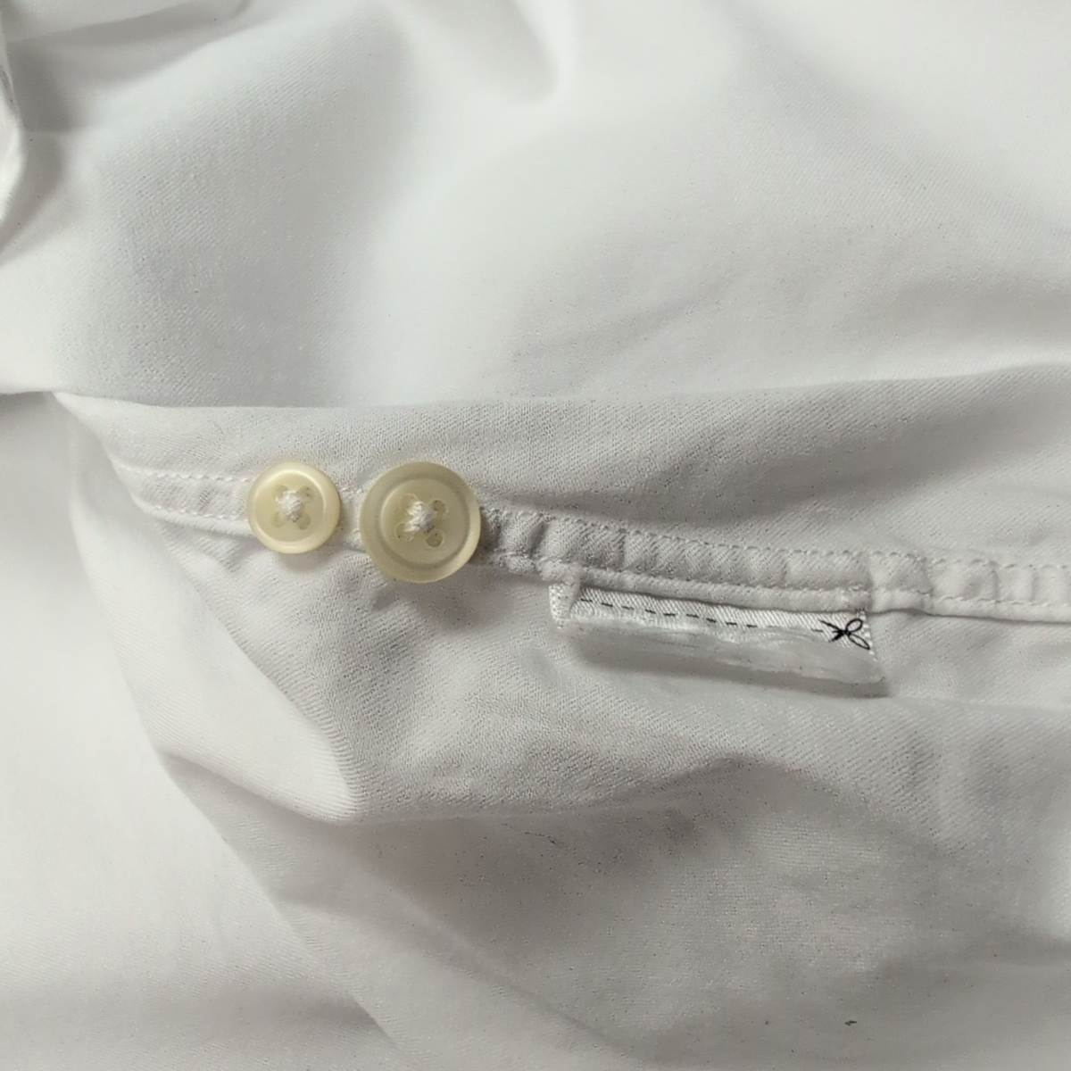 Chemise Ralph Lauren L blanc uni manches courtes logo bleu marine coton