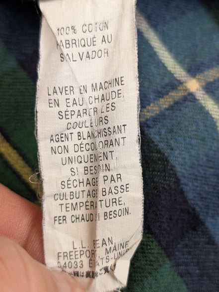 Chemise Flanelle L.L.Bean Homme L Vert Bleu Bûcheron Tartan |276S
