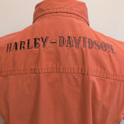 Chemise Harley Davidson Femme XL Orange Boutons Pression Logo Dos