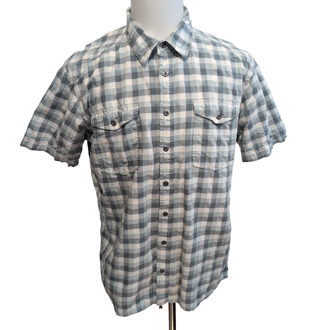 Chemise Patagonia L Vert Blanc Carreaux Coton Bio 2 Poches manches courtes