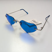 Lunettes de soleil Cœur Verres Bleus Strass Monture Métal Y2K
