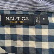 Chemise Nautica M Bleu Blanc Carreaux Manches Courtes 100% Coton