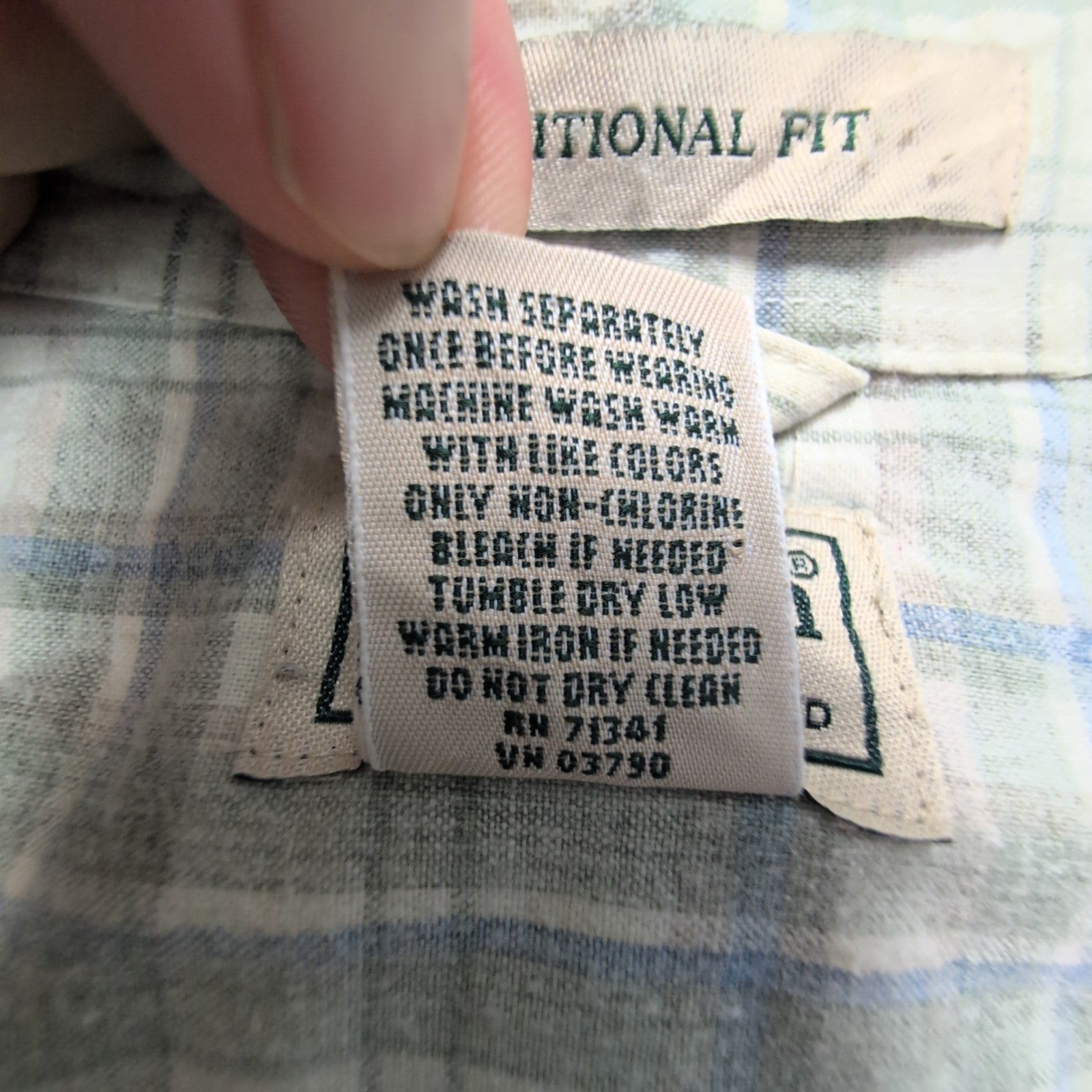 Chemise L.L. Bean à carreaux crème et kaki manches courtes taille XXL Homme