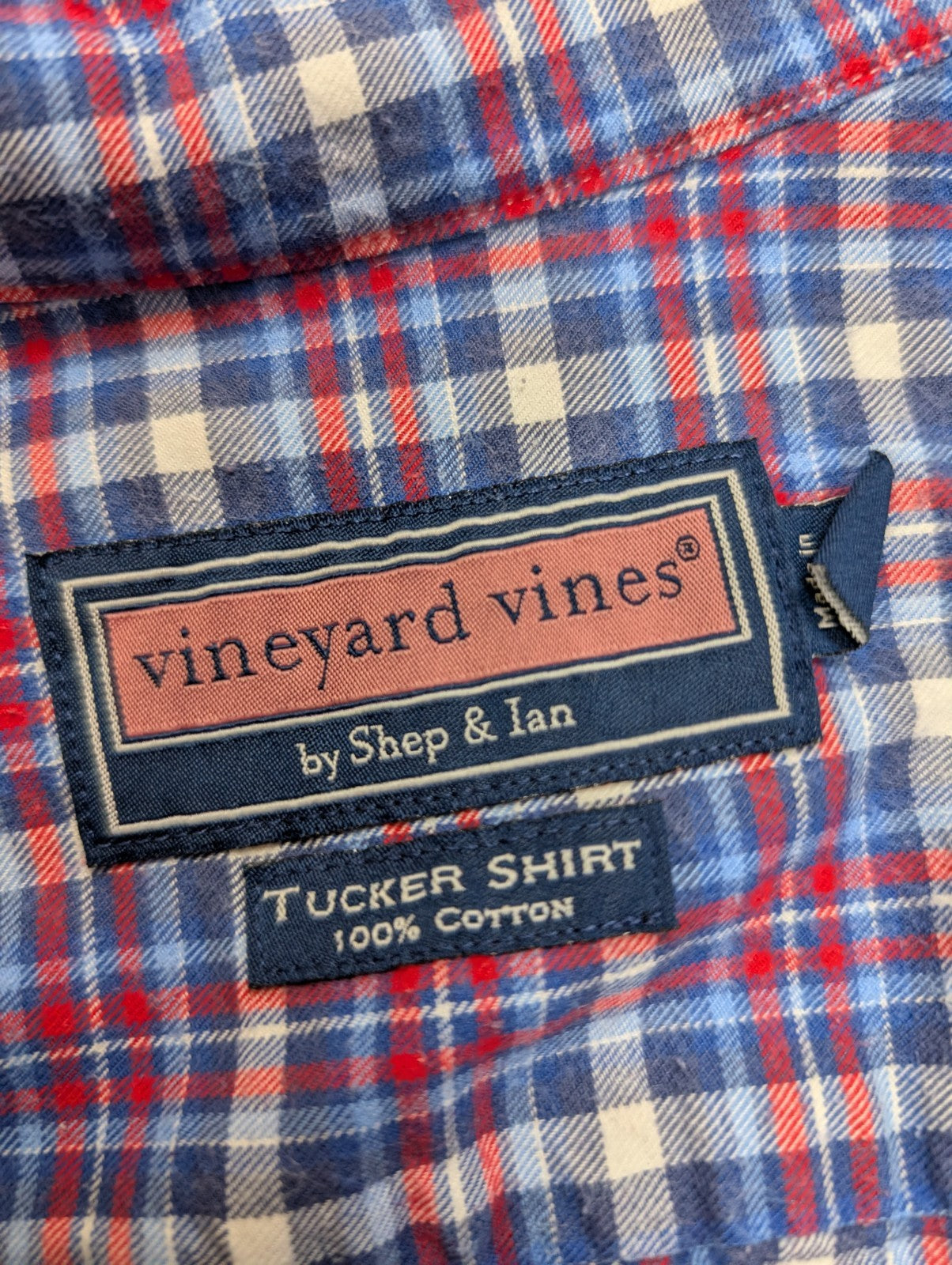 Chemise Flanelle VINEYARD VINES S Coton Bleu Rouge Logo Baleine |281S