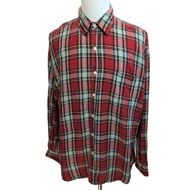 Chemise Cambridge Classics Lin Rayonne Rouge Carreaux Manches Longues Taille XL