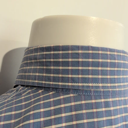 Chemise Lacoste Vintage Manches Courtes 40 M Bleu Blanc Carreaux