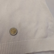 Pull LAUREN Ralph Lauren femme M blanc pur col montant bouton bijou coton