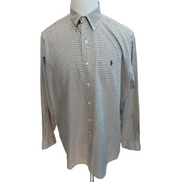 Chemise Ralph Lauren Blake M Flanelle Carreaux Crème Bleu Marine manches longues