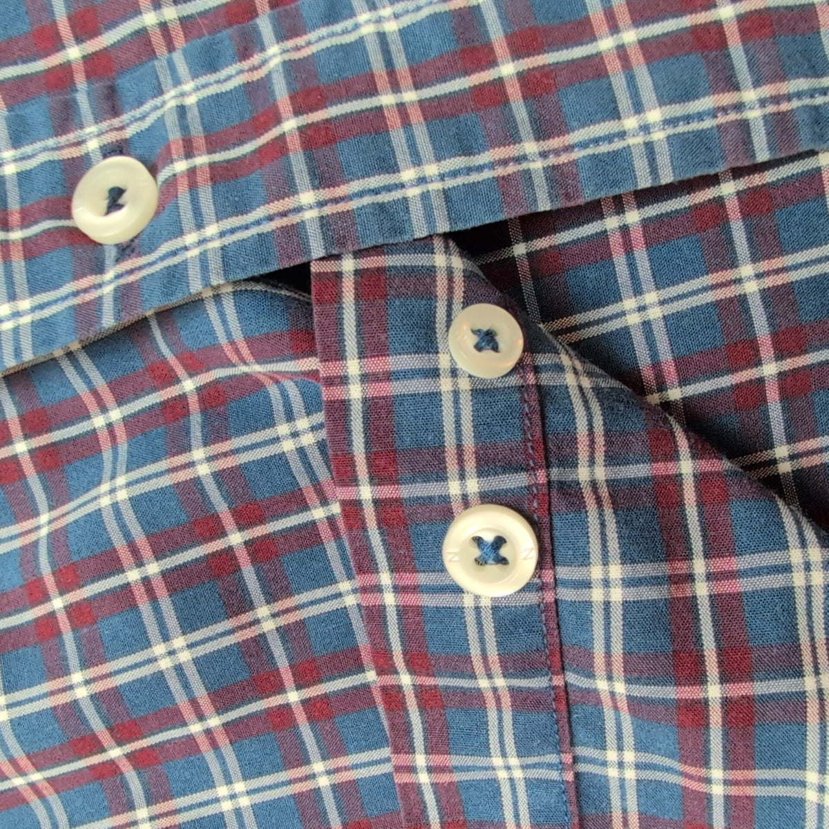 Chemise Nautica XXL Bleu Bordeaux Carreaux Logo Brodé Coton