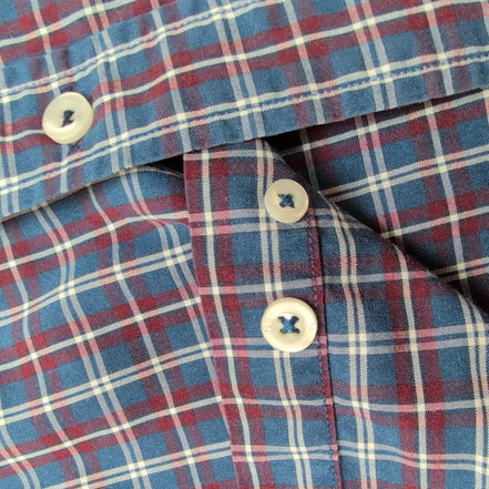 Chemise Nautica XXL Bleu Bordeaux Carreaux Logo Brodé Coton
