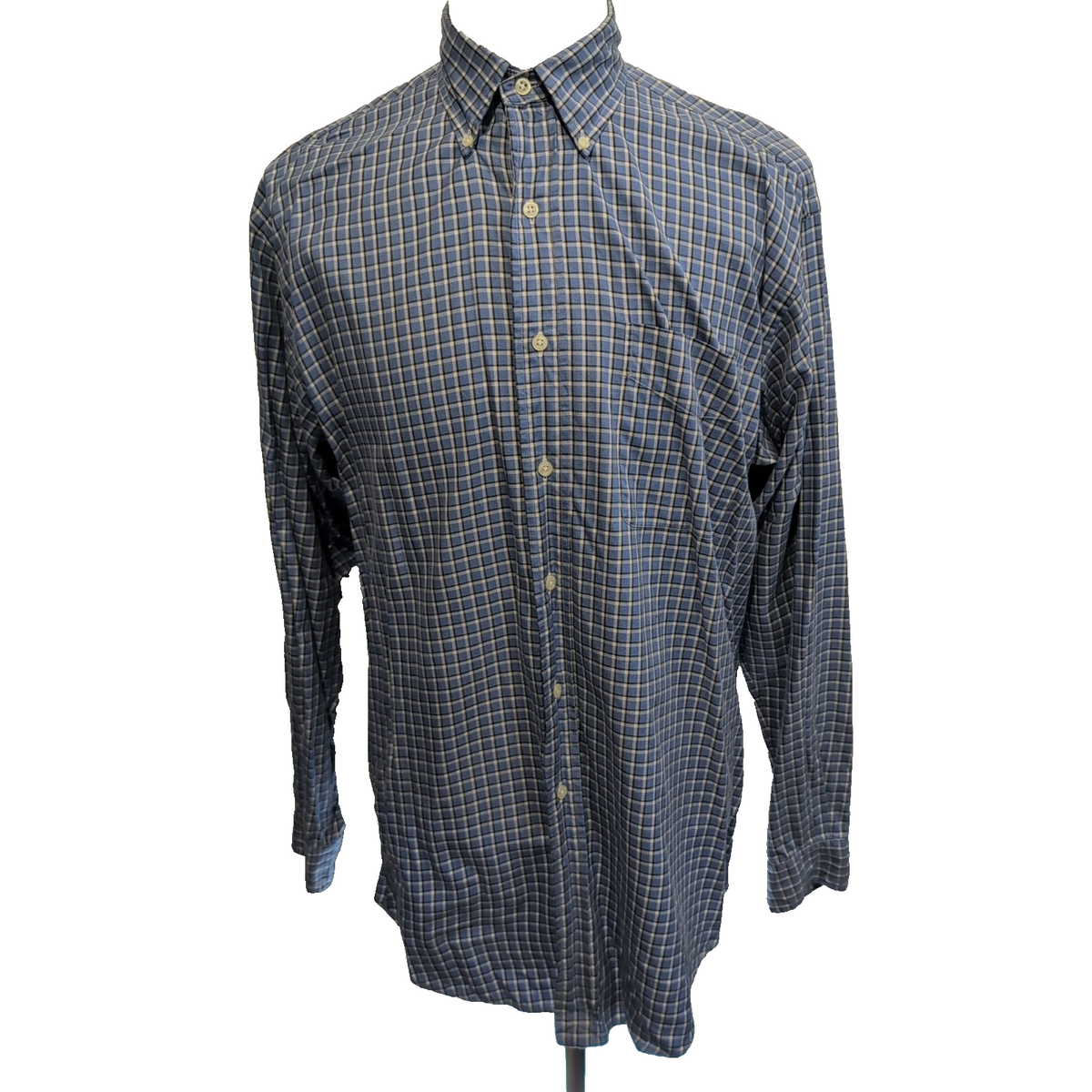 Chemise Ralph Lauren Blake M/L Bleue Carreaux Poche Button Down Coton Shirt