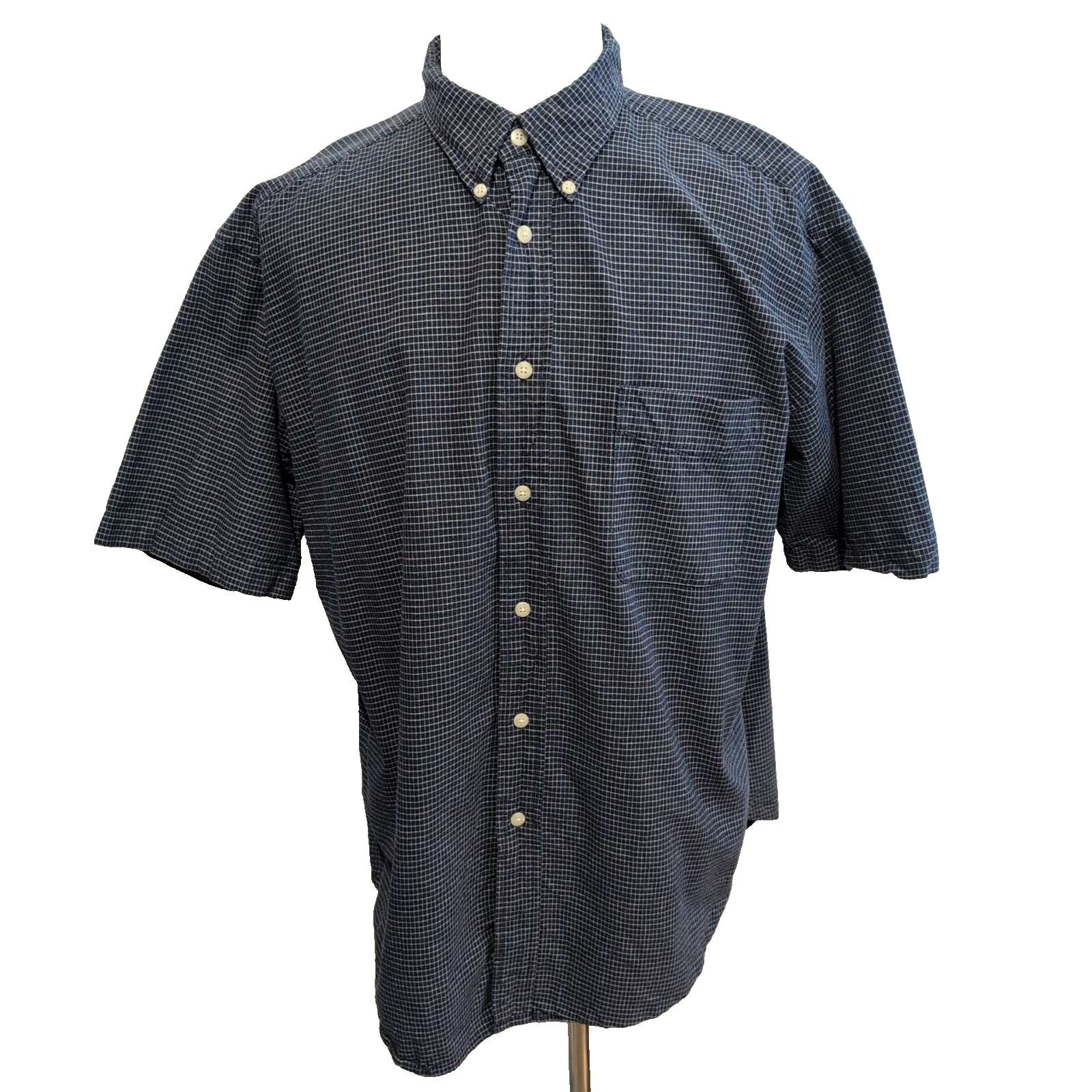 Chemise Dockers bleu marine à petits carreaux manches courtes taille XL
