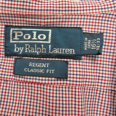 Chemise Polo Ralph Lauren Regent Classic Fit L/XL Rouge Bleu Carreaux Coton