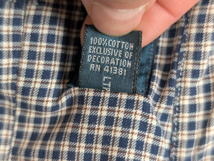 CHEMISE Polo Ralph Lauren Homme M Carreaux Bleu Marine Marron Logo Rouge