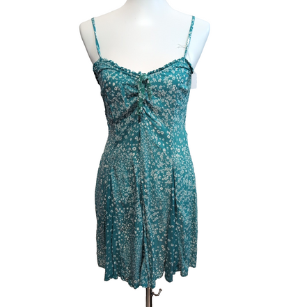 Robe d'été Femme M Turquoise Fleurie 100% Viscose Bretelles Fines