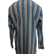 CHEMISE WRANGLER WESTERN M/L Coton Épais Rayures Bleues Poche Stylo