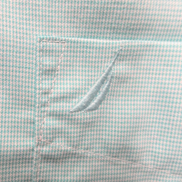 Chemise Nautica L Turquoise Micro Carreaux Slim Fit Coton Logo Brodé