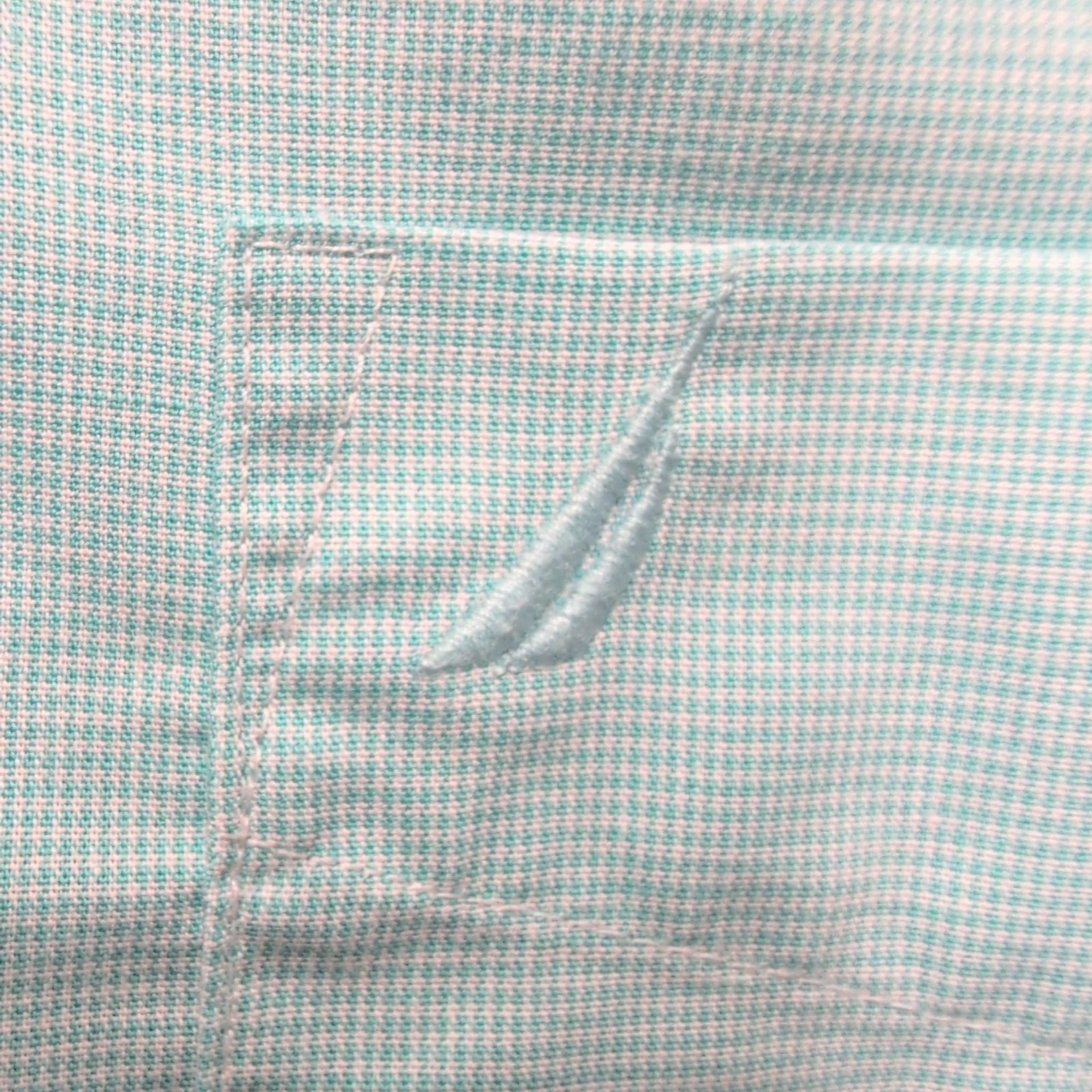 Chemise Nautica L Turquoise Micro Carreaux Slim Fit Coton Logo Brodé