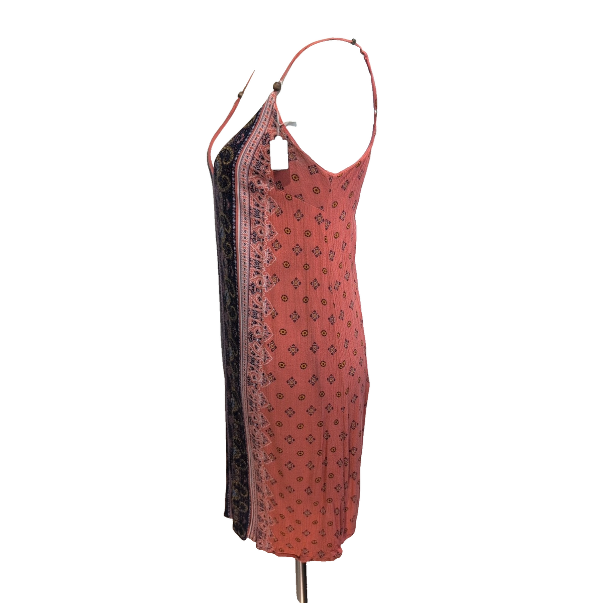 Robe d'été Bohème Terracotta Viscose Bretelles Réglables Perles S/M