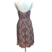 Robe d'été Femme M Viscose Cachemire Bleu Fine Bretelle Poches Bohème