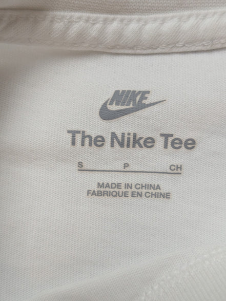 T-Shirt Nike Femme Blanc - Grand Logo Argenté & Violet - Taille S - État Neuf