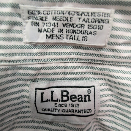 Chemise L.L. Bean verte à rayures manches courtes taille XXL #84e